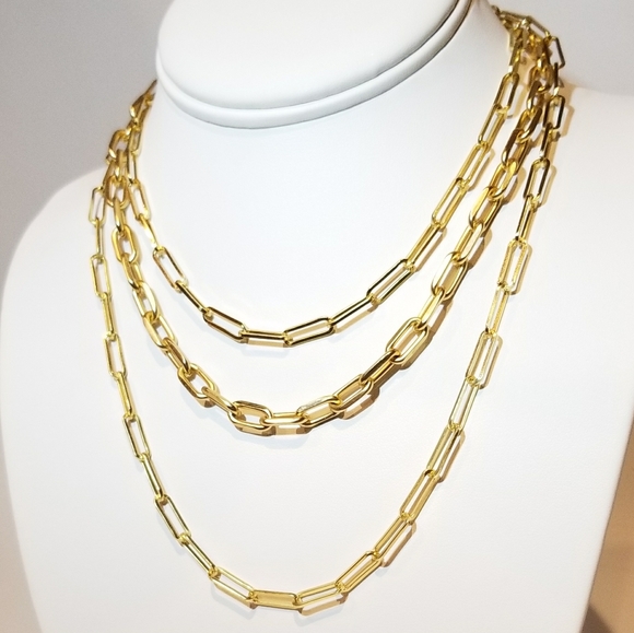Modern Matte Gold Paperclip Chain Necklaces NEW - Picture 7 of 12